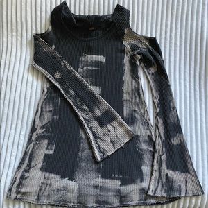 T-Party Tie Dye Cold Shoulder Long Sleeve Hooded Top